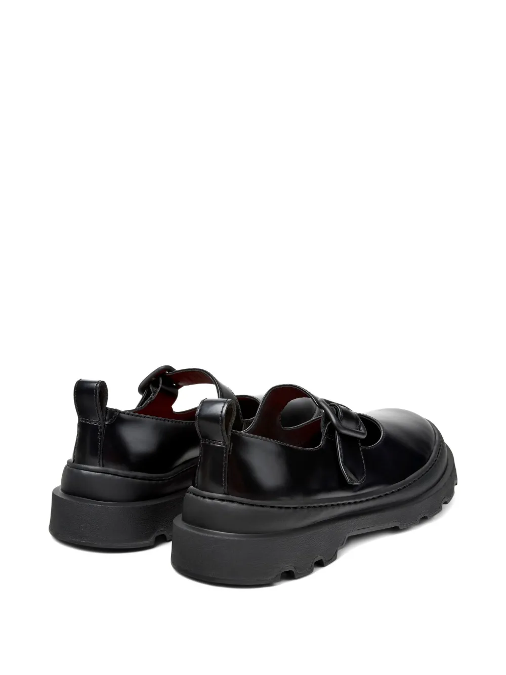 Camper Buckle-strap Leather Loafers In Black