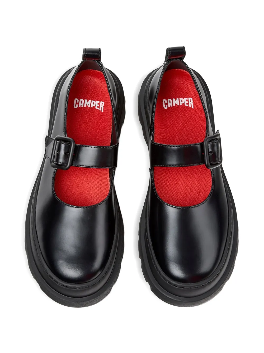 Camper Buckle-strap Leather Loafers In Black