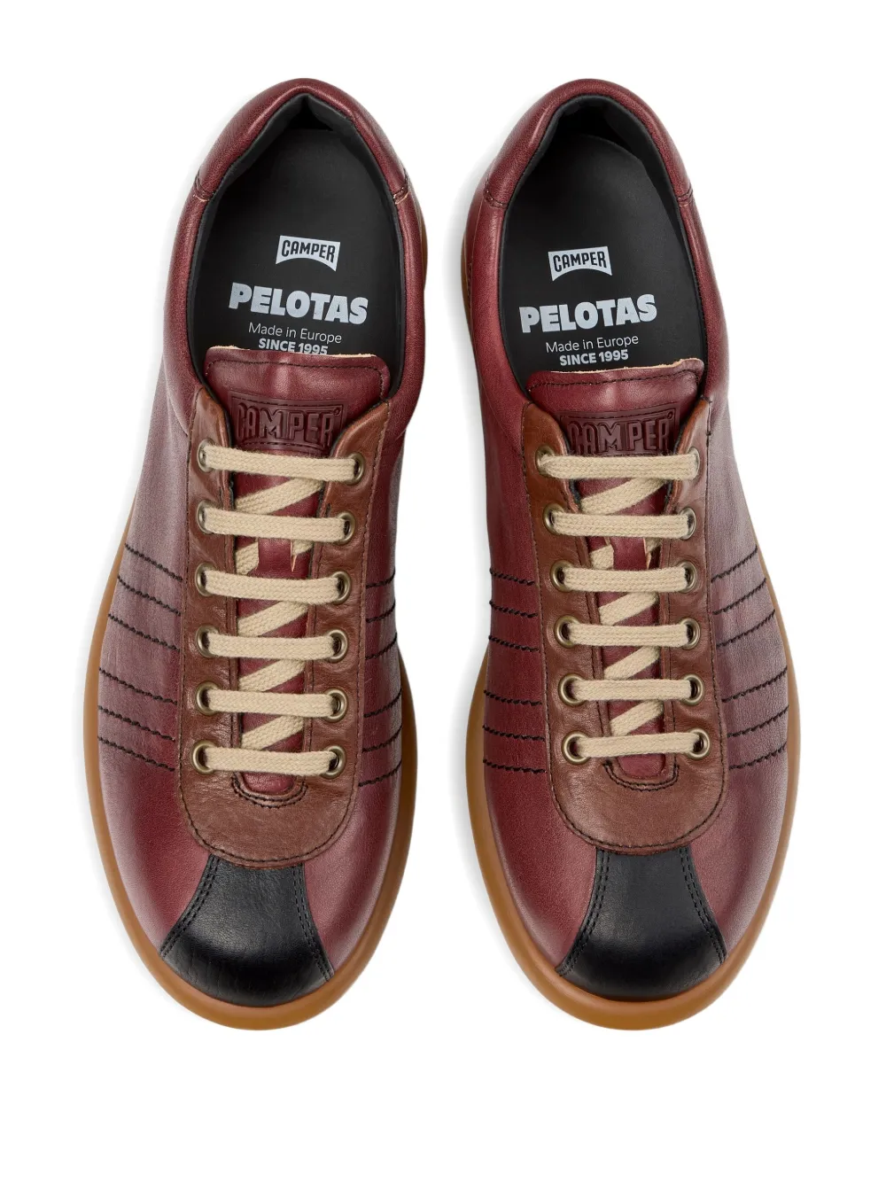 Camper Pelotas leather panelled lace-up sneakers Red