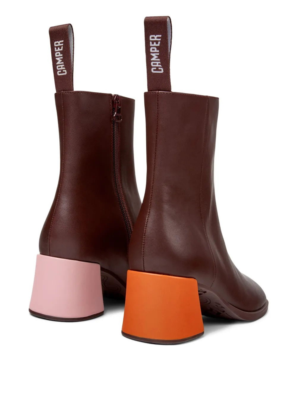 Camper Twins leather geometric-heel ankle boots Red