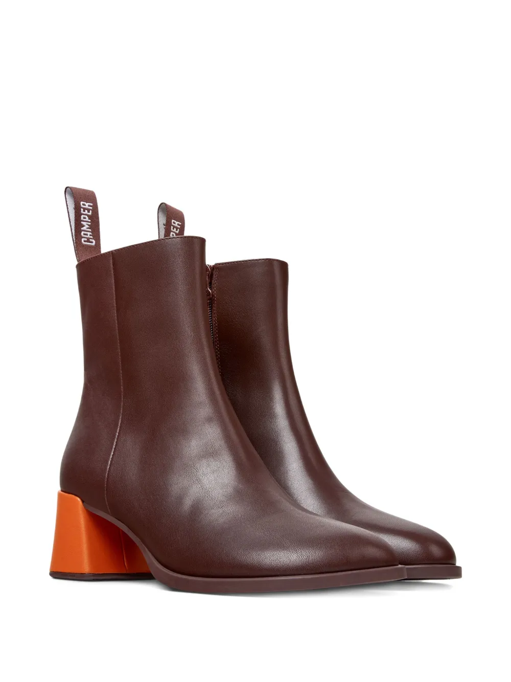 Camper Twins leather geometric-heel ankle boots Red
