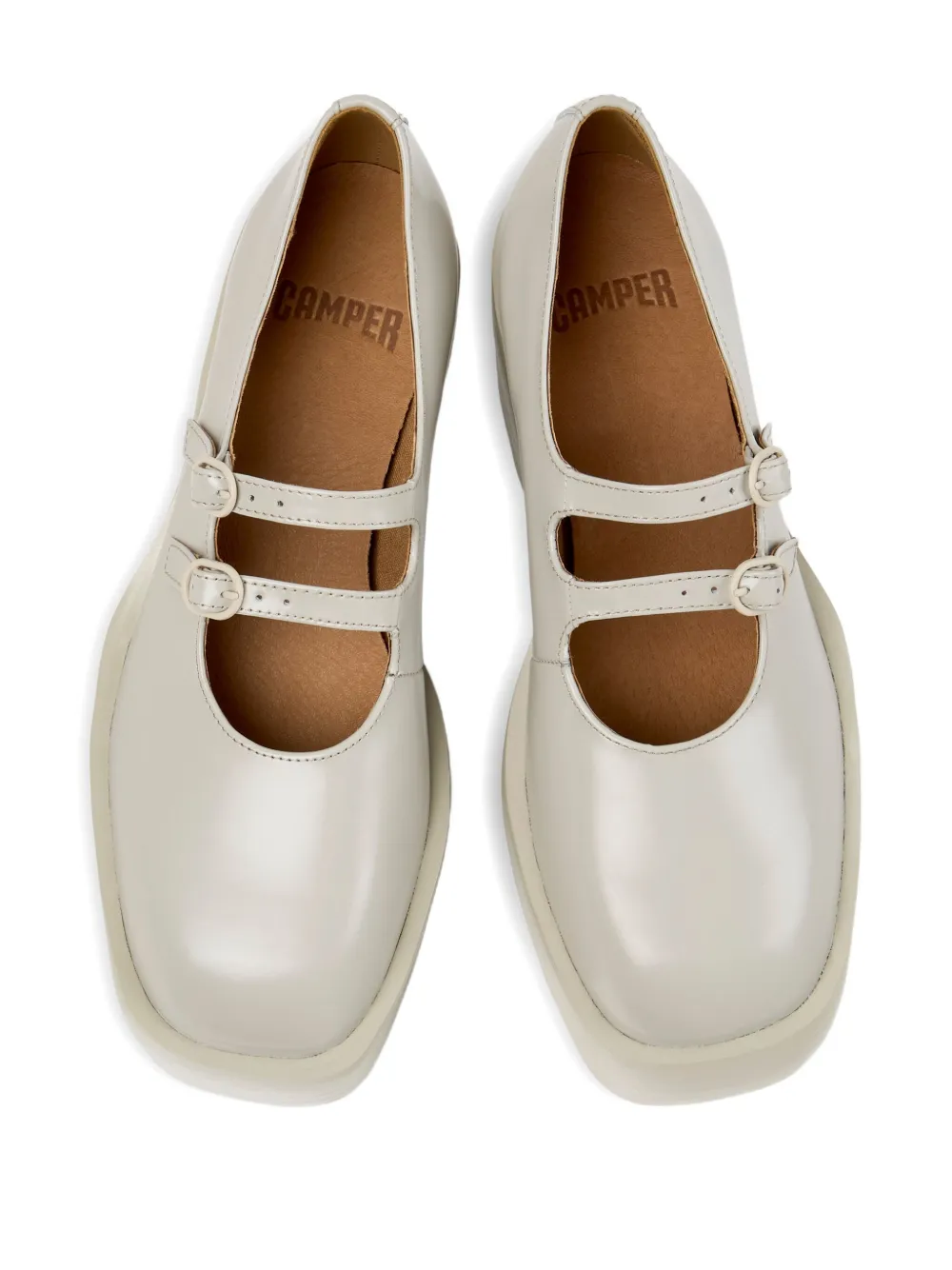 Camper Billie buckle-strap platform pumps Neutrals