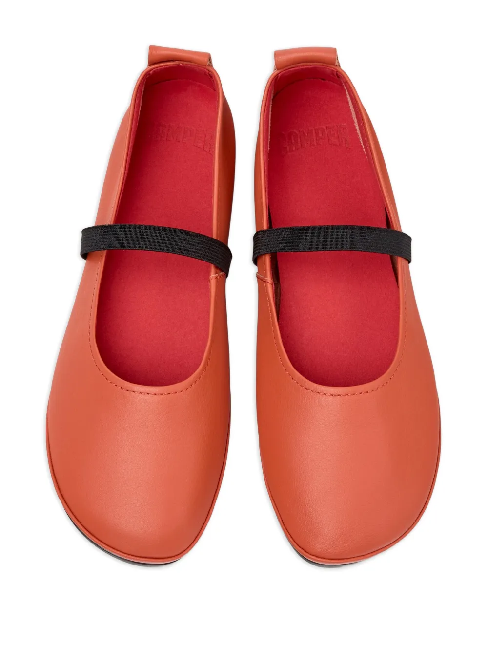 Camper Right elastic-band leather ballet flats Orange