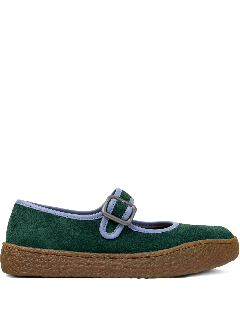 Camper Peu Terreno buckle-strap suede ballet flats Green