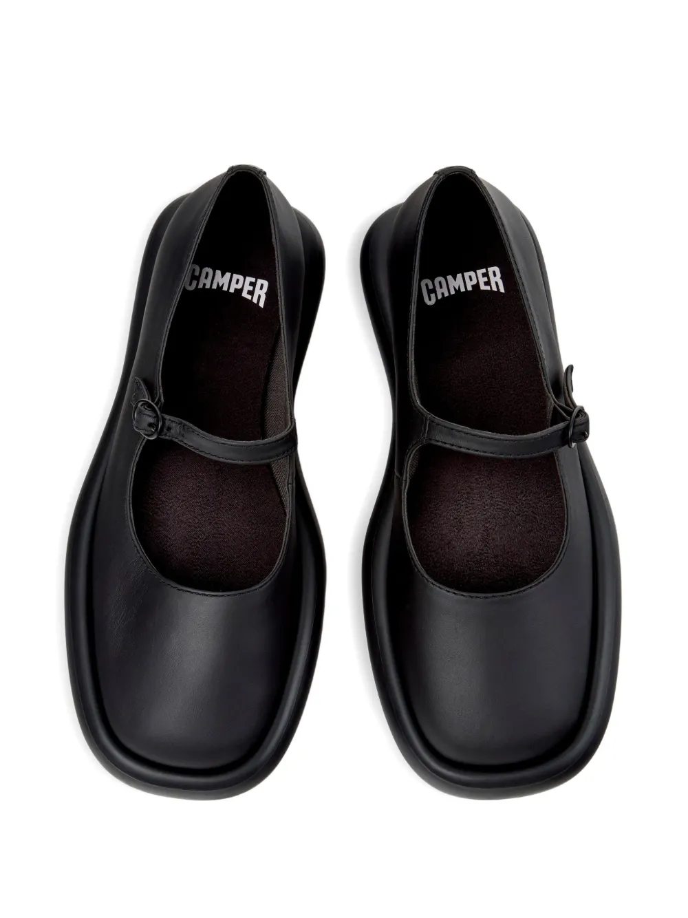 Camper Onda leather buckled flat pumps Black