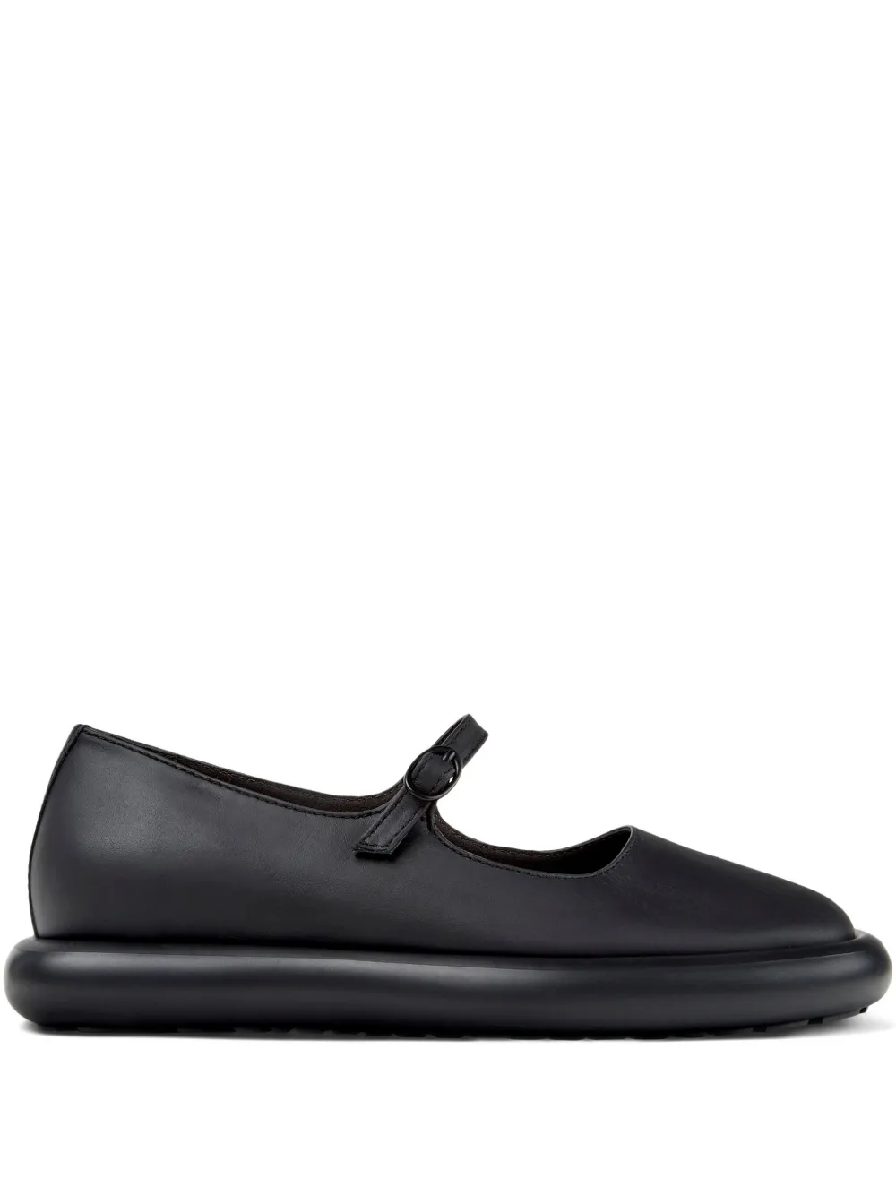 Camper Onda leather buckled flat pumps Black