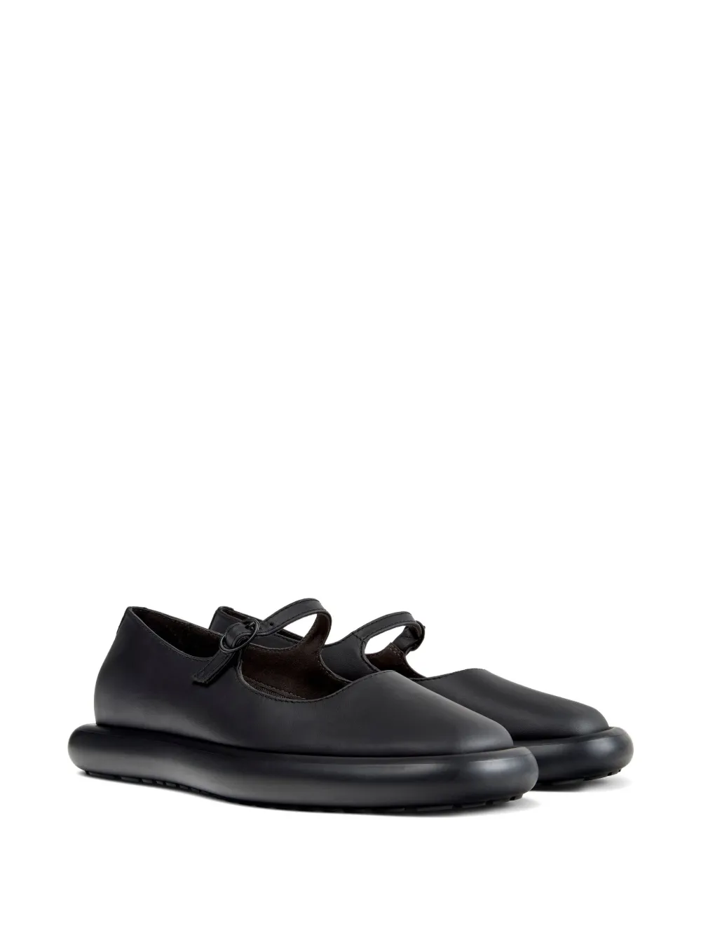 Camper Onda leather buckled flat pumps Black