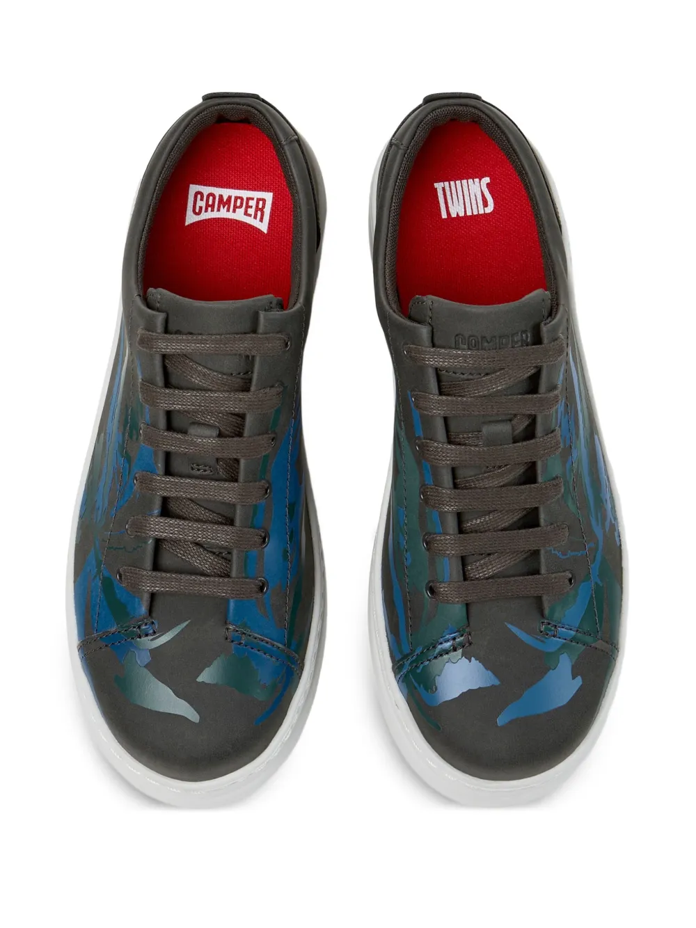 Camper Runner Up Twins Leather Printed Sneakers In Gray