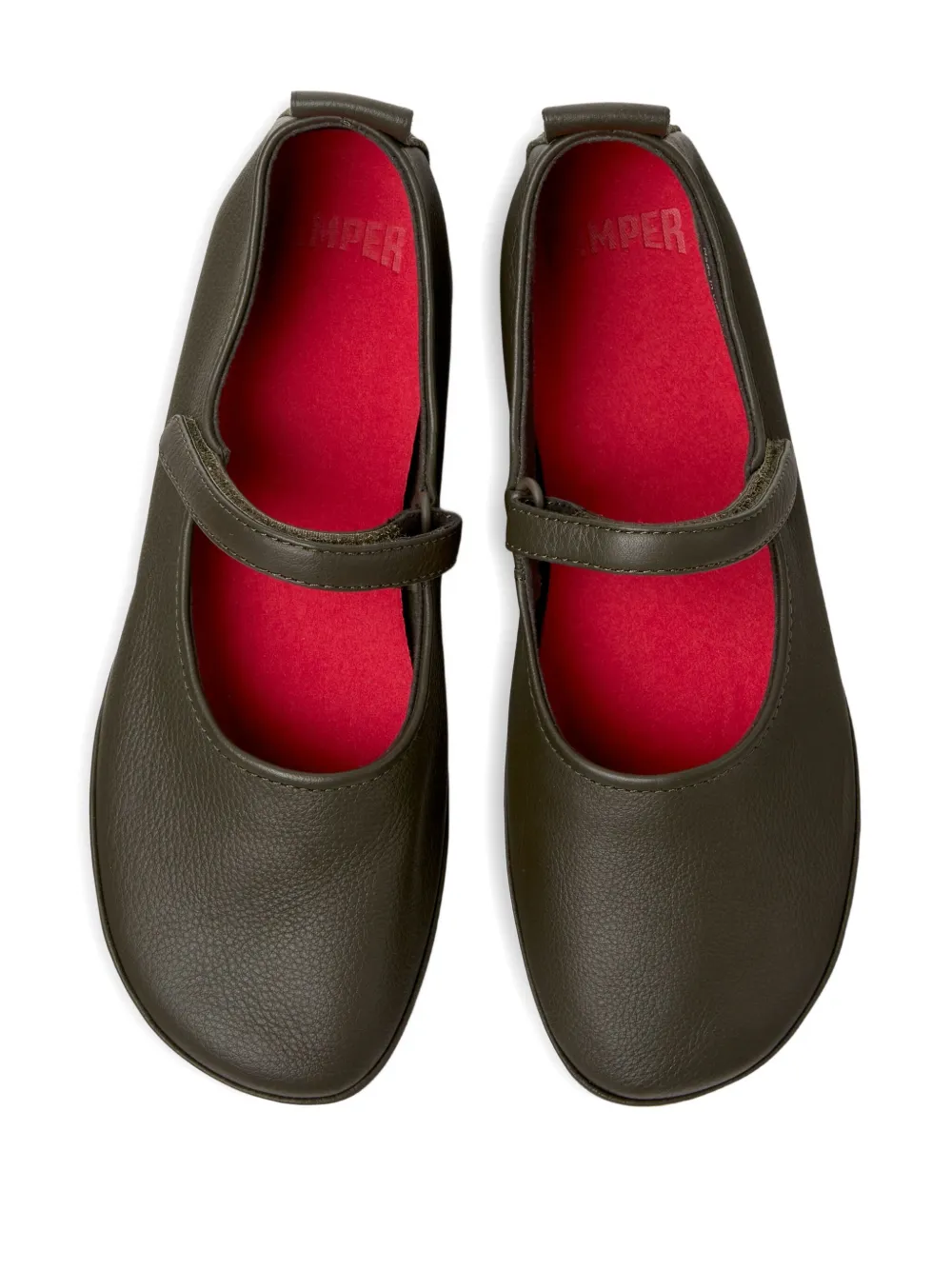 Camper Leather Ballet Flats In Gray