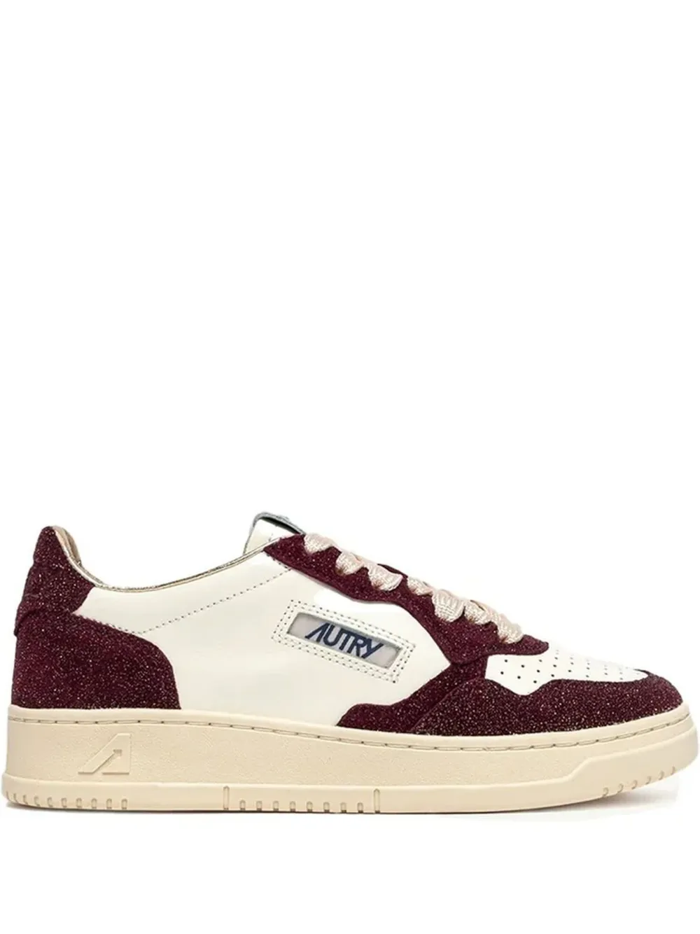 Autry glitter-panel leather trainers White