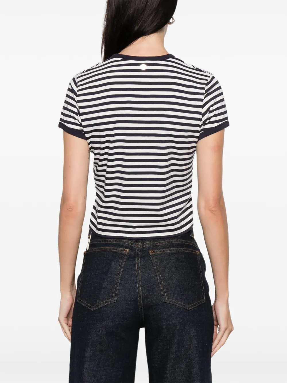 Rabanne Striped Graphic Top In Black