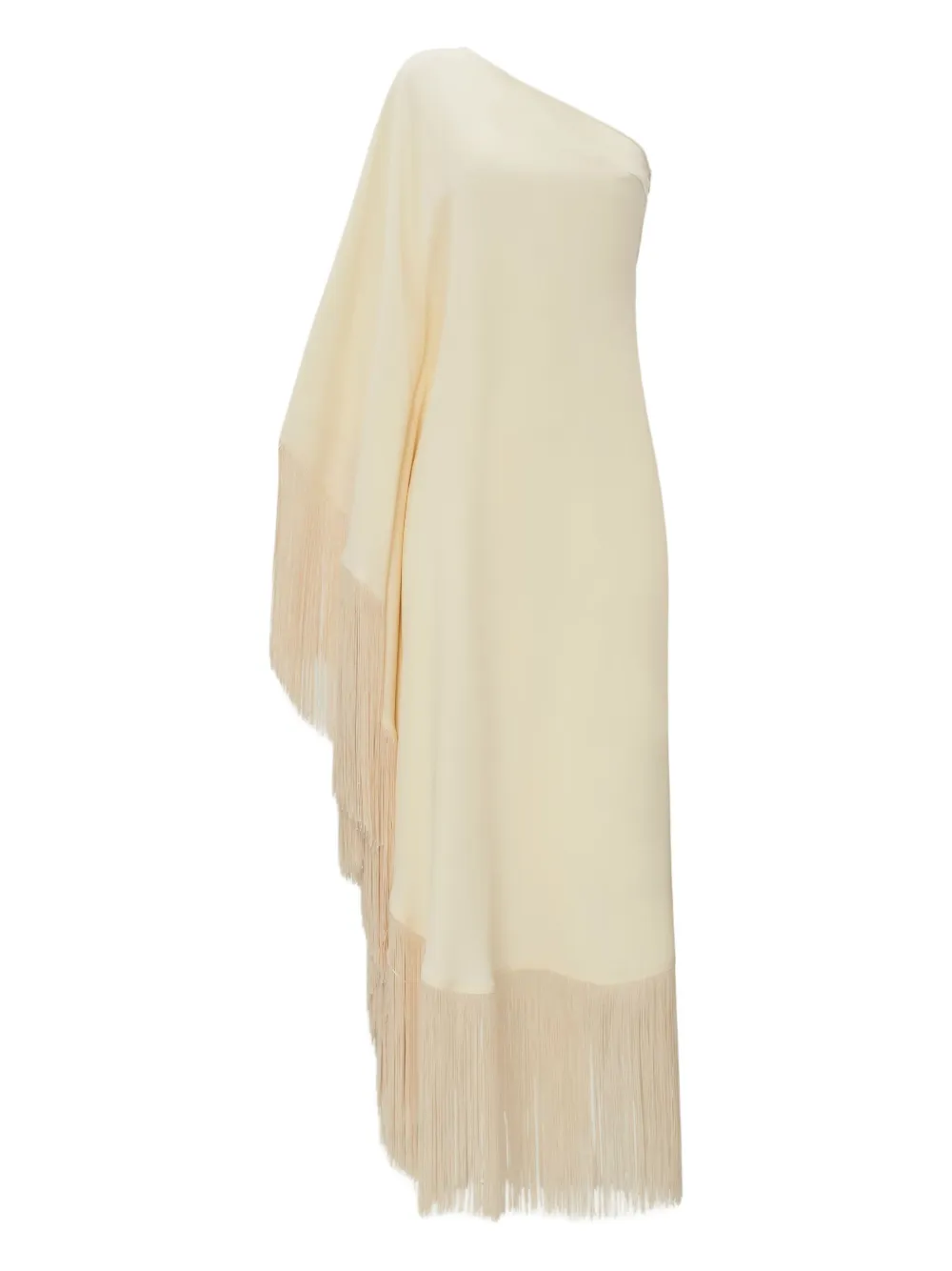 Taller Marmo Spritz one-shoulder fringe asymmetric dress Wit