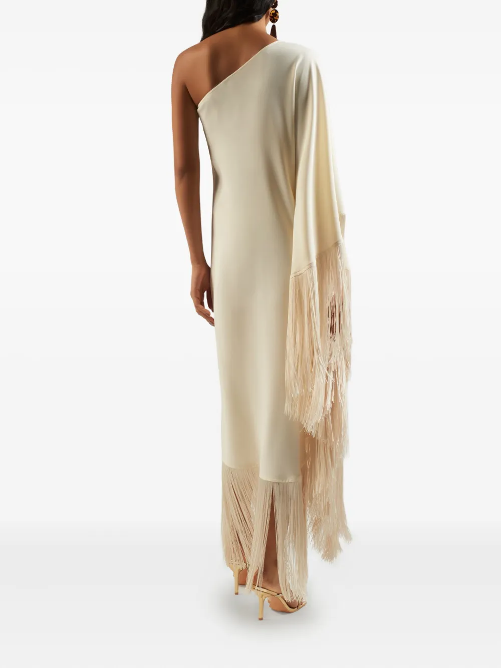 Taller Marmo Spritz one-shoulder fringe asymmetric dress Wit