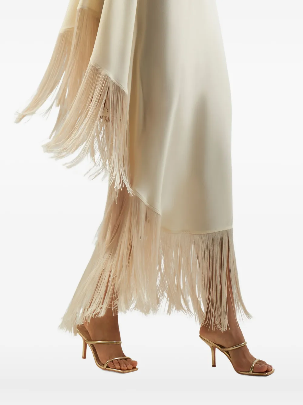 Taller Marmo Spritz one-shoulder fringe asymmetric dress Wit