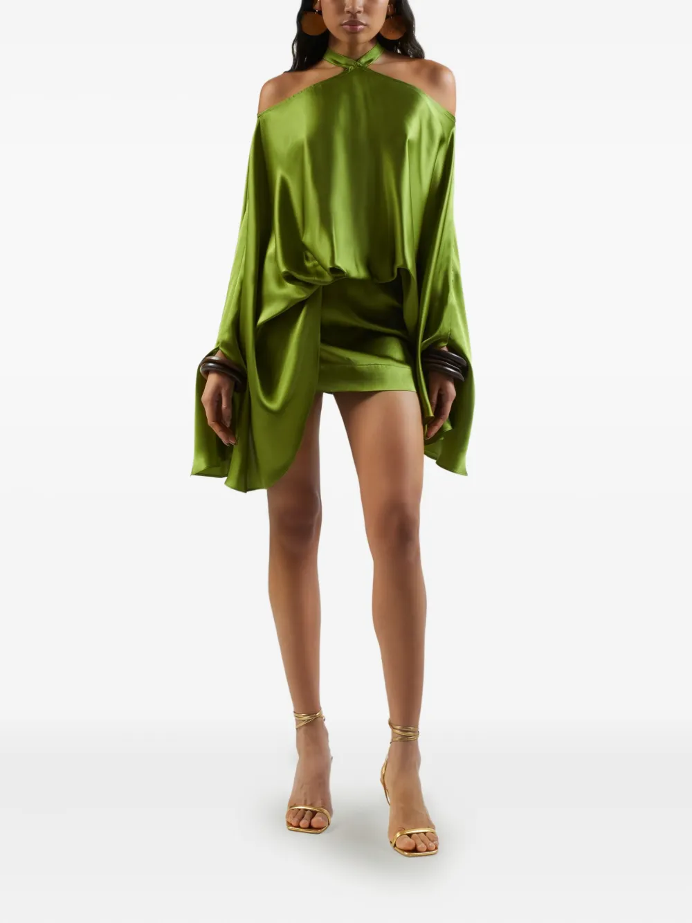 Taller Marmo Cyclades halterneck ruffled mini dress Groen