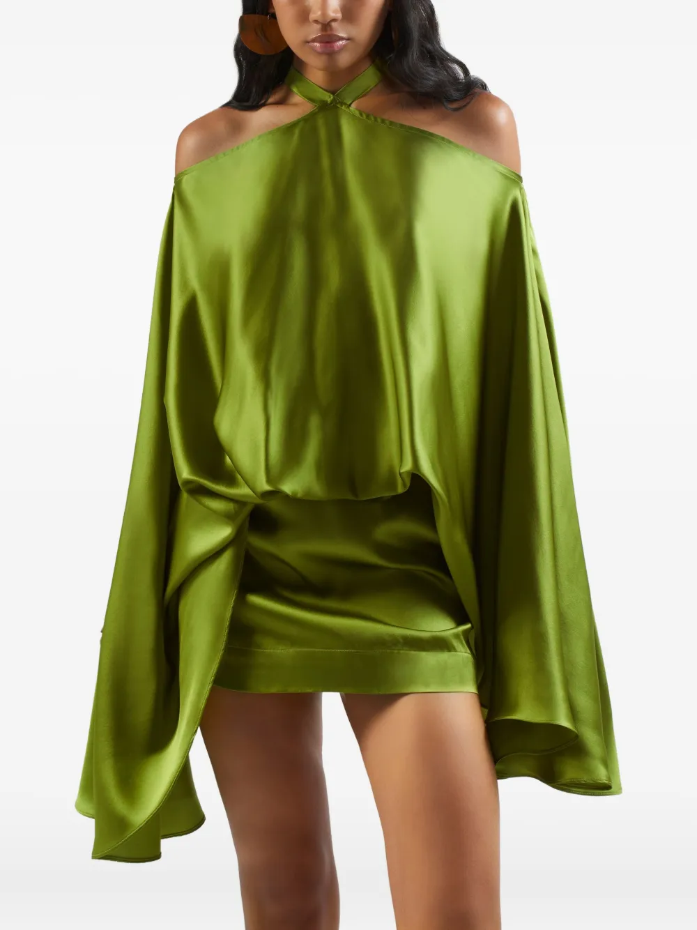 Taller Marmo Cyclades halterneck ruffled mini dress Groen