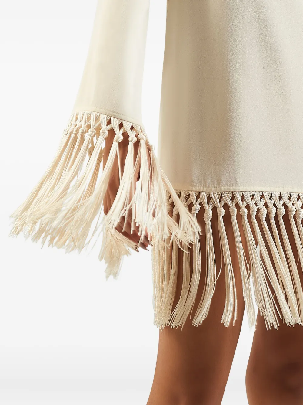 Taller Marmo fringe-trimmed mini dress Wit