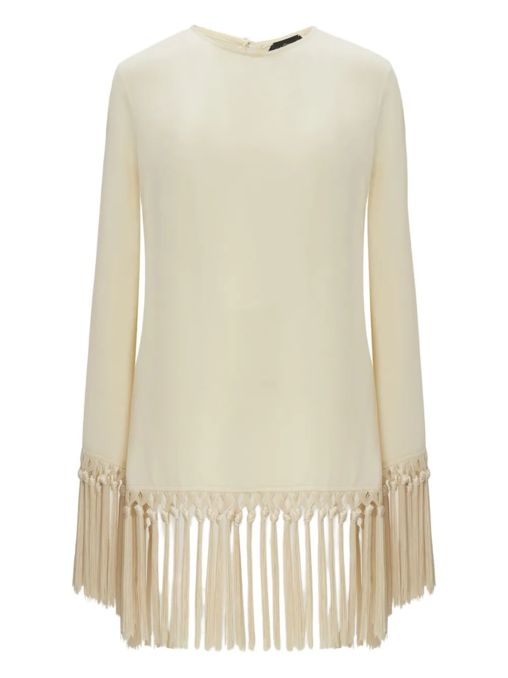 Taller Marmo fringe-trimmed mini dress Wit