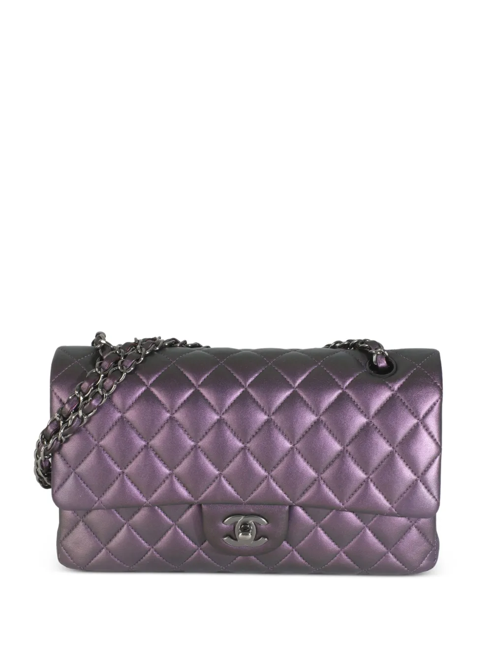 CHANEL Pre-Owned 2016-2017 クラシック ダブルフラップ バッグ M - パープル CHANEL Pre-Owned 2016-2017 クラシック ダブルフラップ バッグ M - パープル