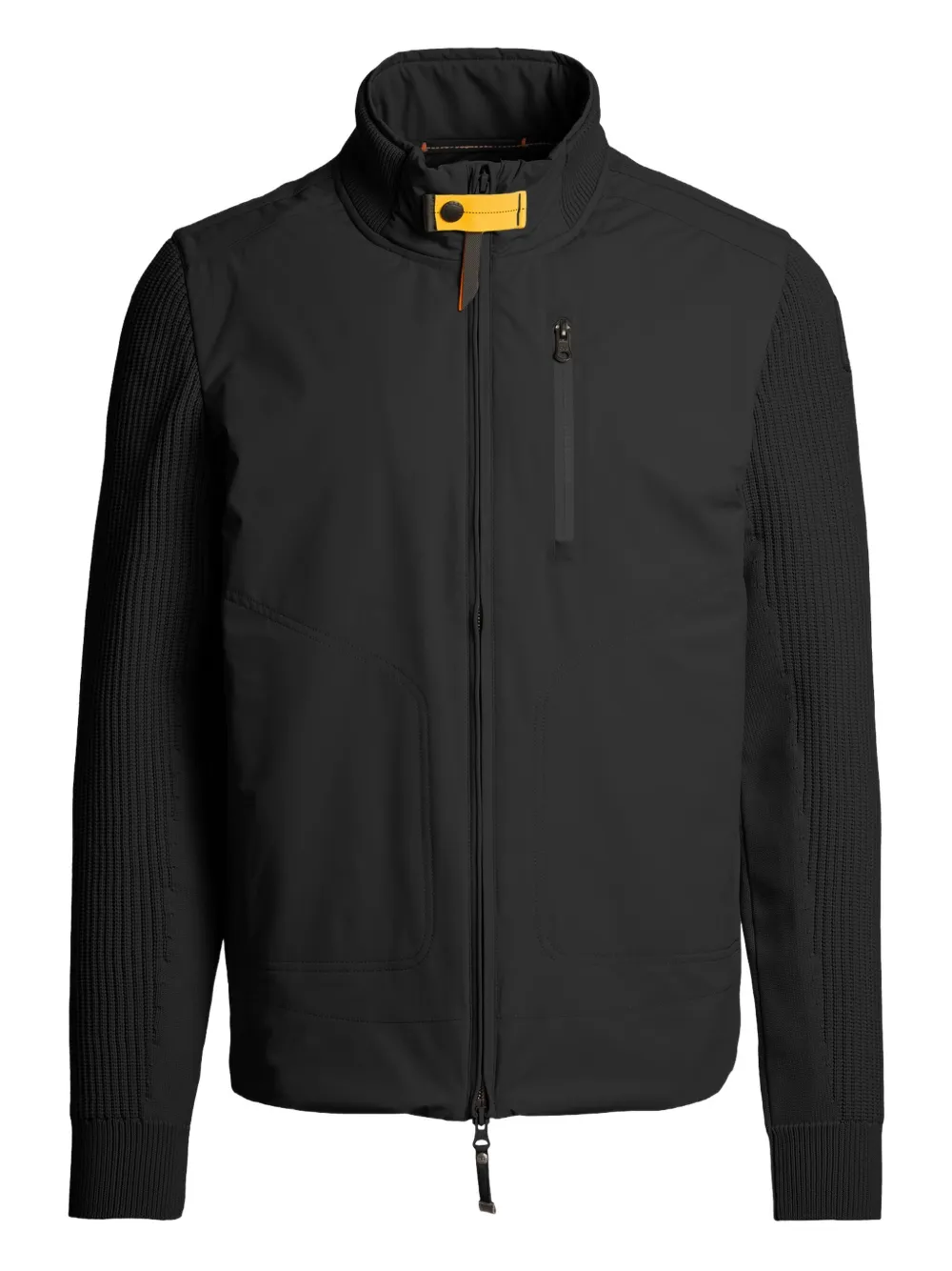 Parajumpers Zorba Ribbed-sleeve Zip-front Jacket In Black