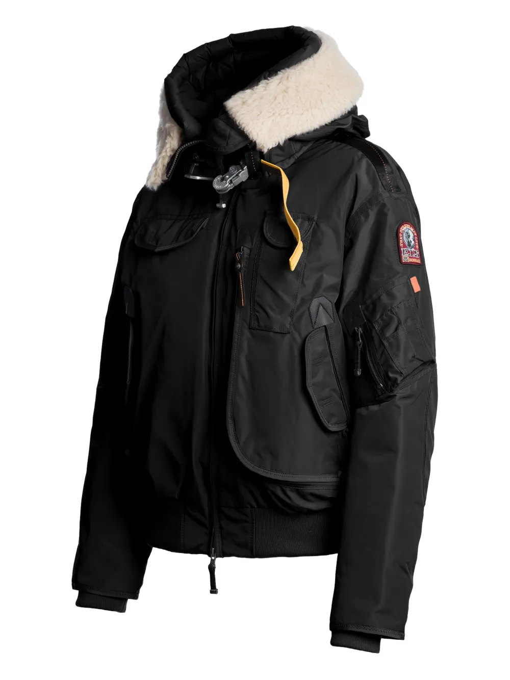 Parajumpers Hooded Shearling-trim Bomber Jacket In Black