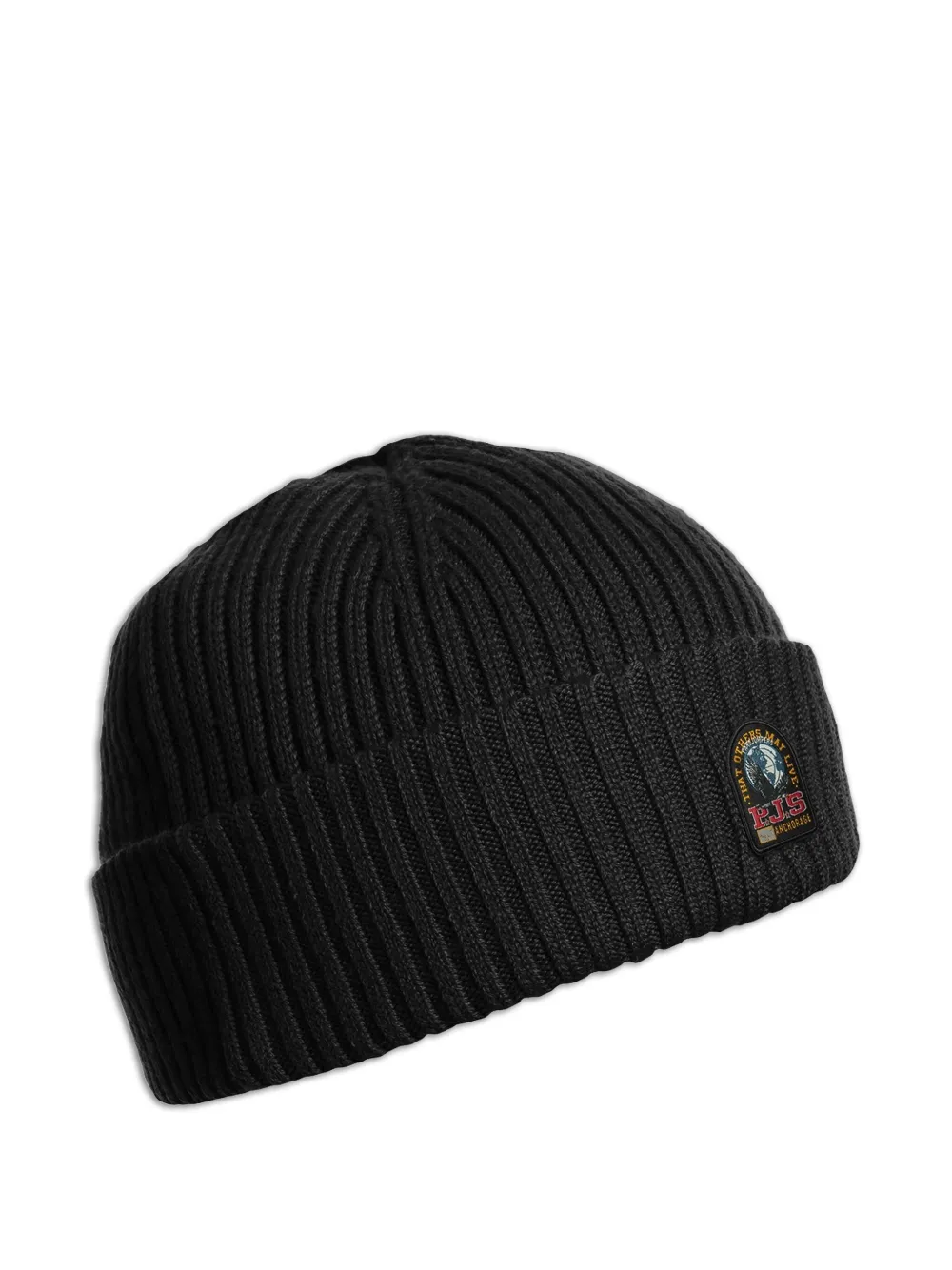 ribbed logo-patch beanie