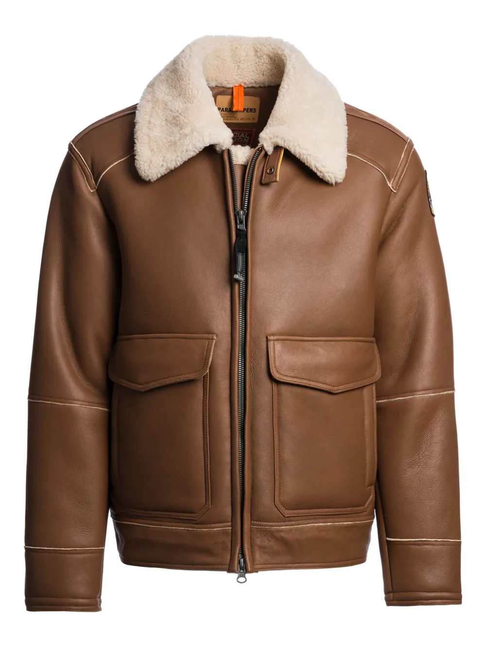 Parajumpers shearling-collar leather jacket | Neutrals | Image 1