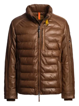 Parajumpers Ernie Quilted Leather Jacket | Brown | FARFETCH OM