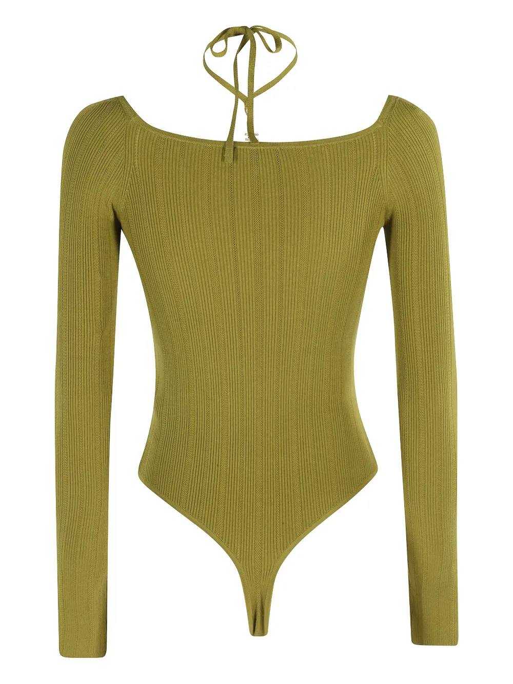 Elisabetta Franchi neck-tie ribbed bodysuit Groen