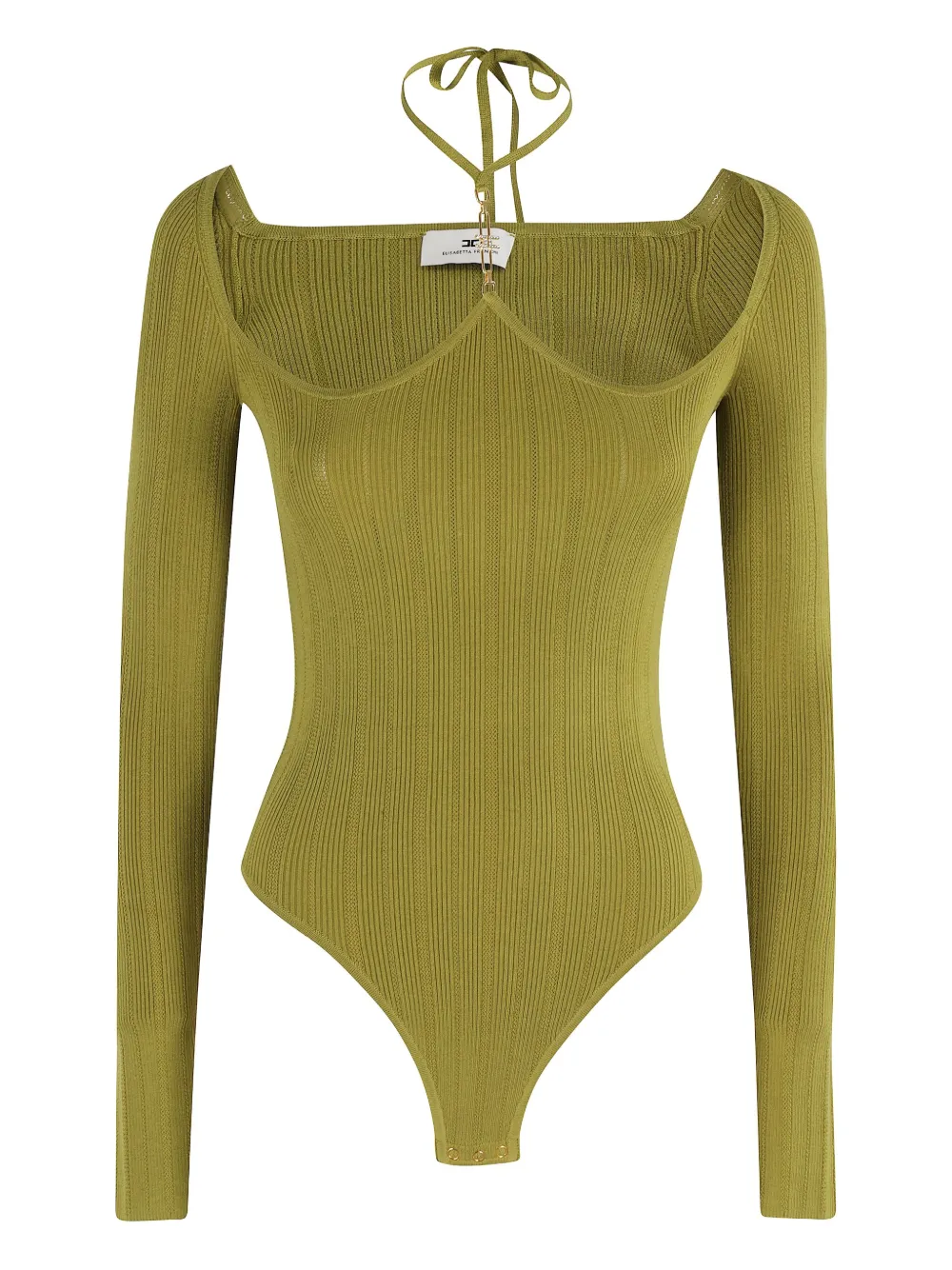 Elisabetta Franchi neck-tie ribbed bodysuit Groen