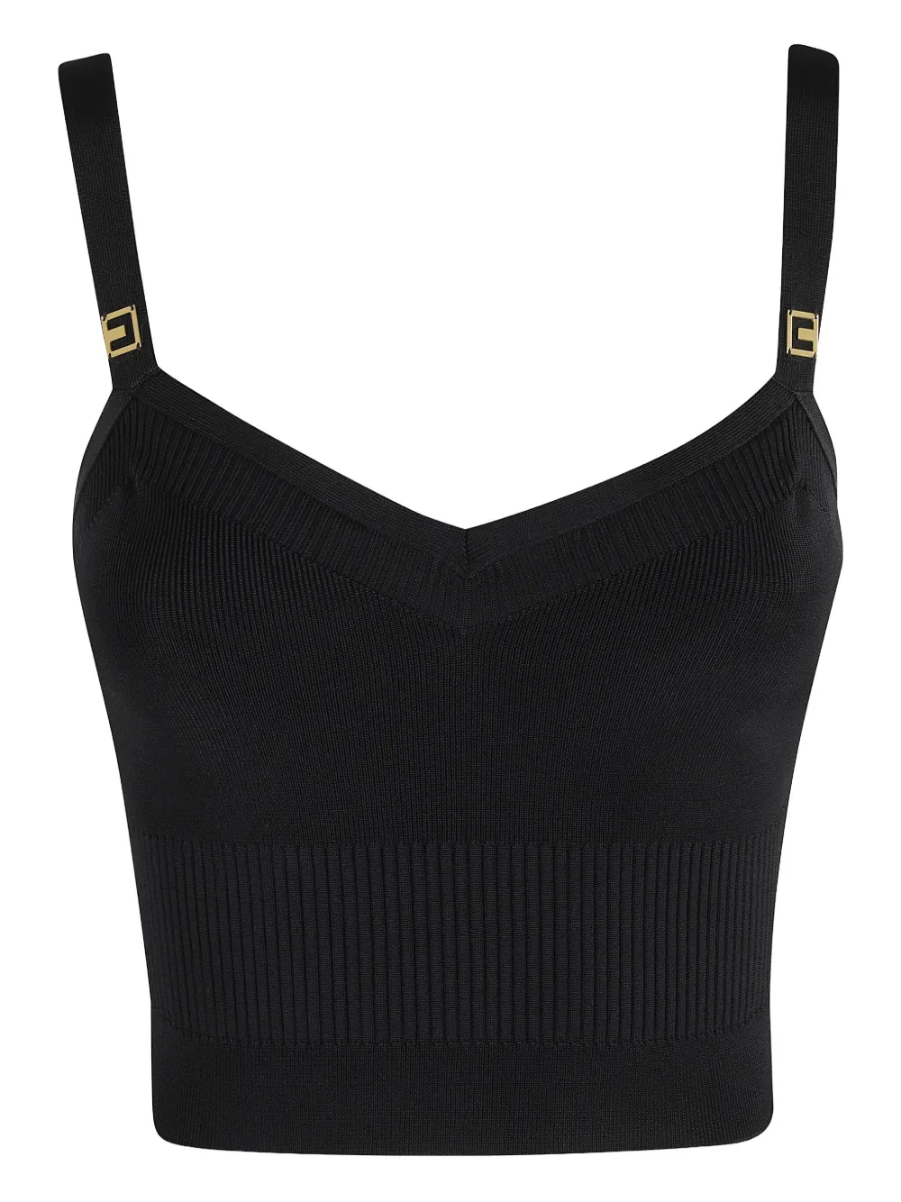 Elisabetta Franchi ribbed V-neck top Zwart