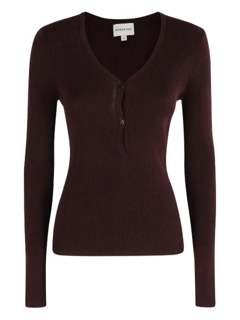 HERSKIND V-neck ribbed top 