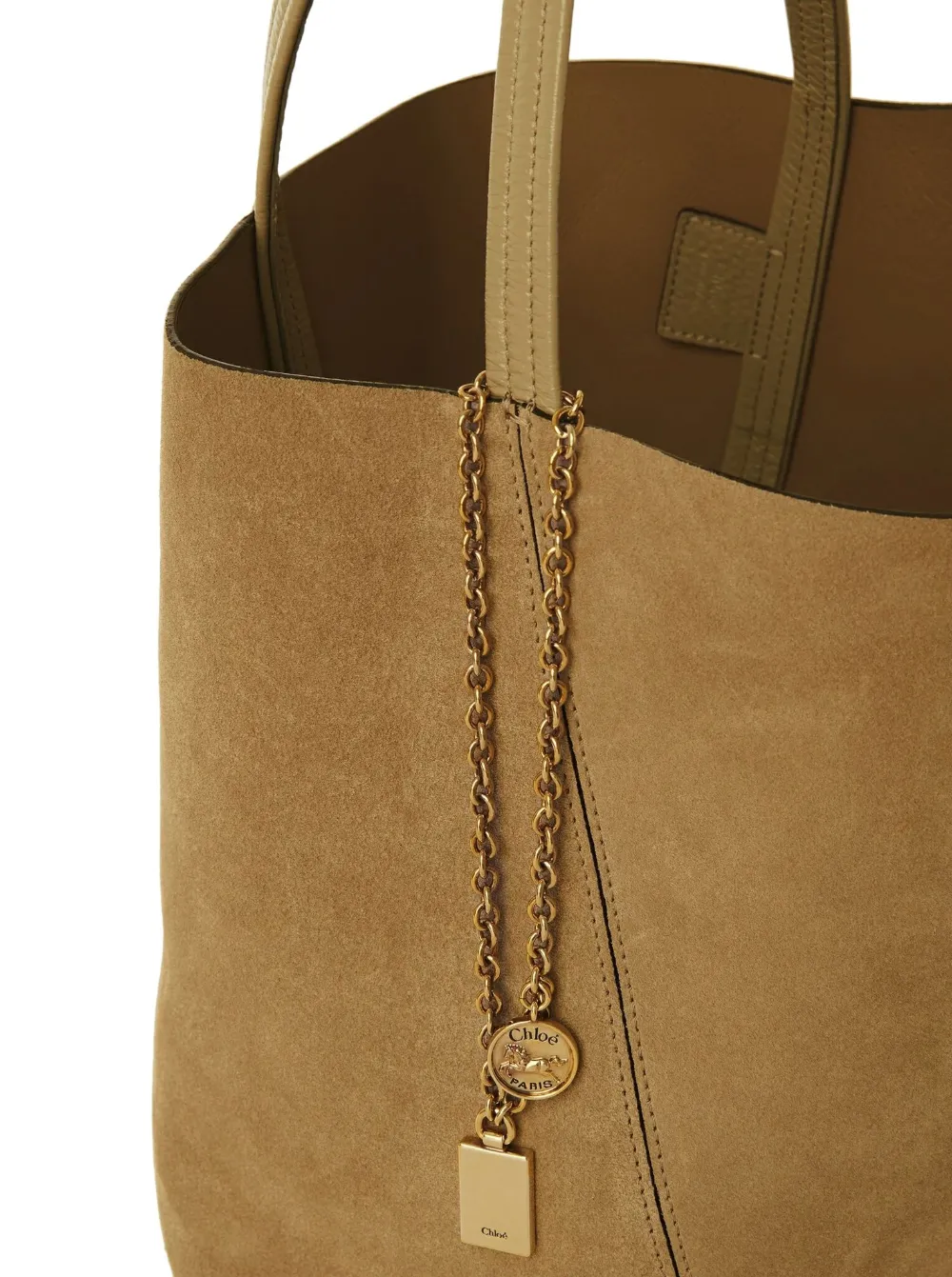 Chloé suede panel tote bag Bruin