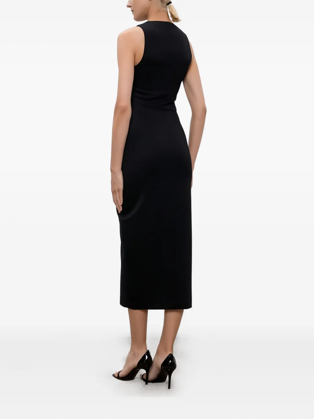 Vetements Button Sleeveless Midi Dress In Black
