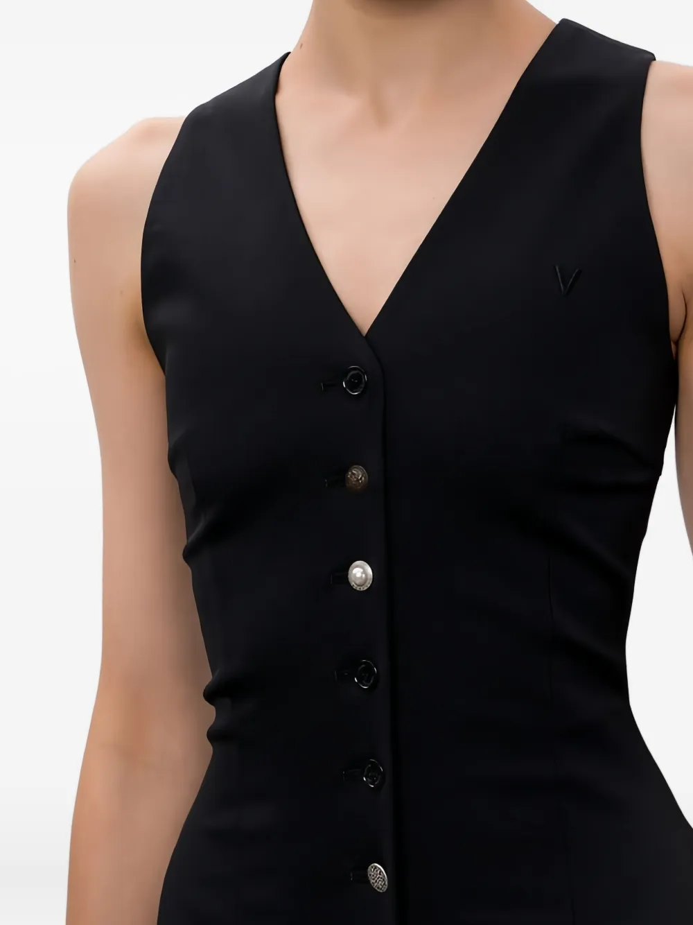 Vetements Button Sleeveless Midi Dress In Black