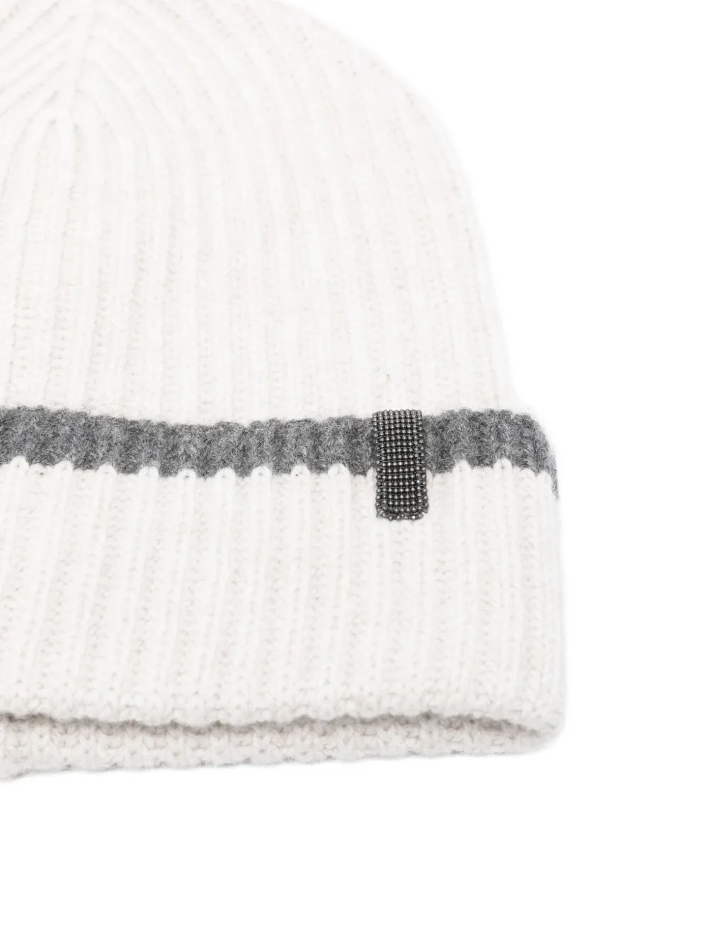Brunello Cucinelli Ribbed Cashmere Beanie In Gray