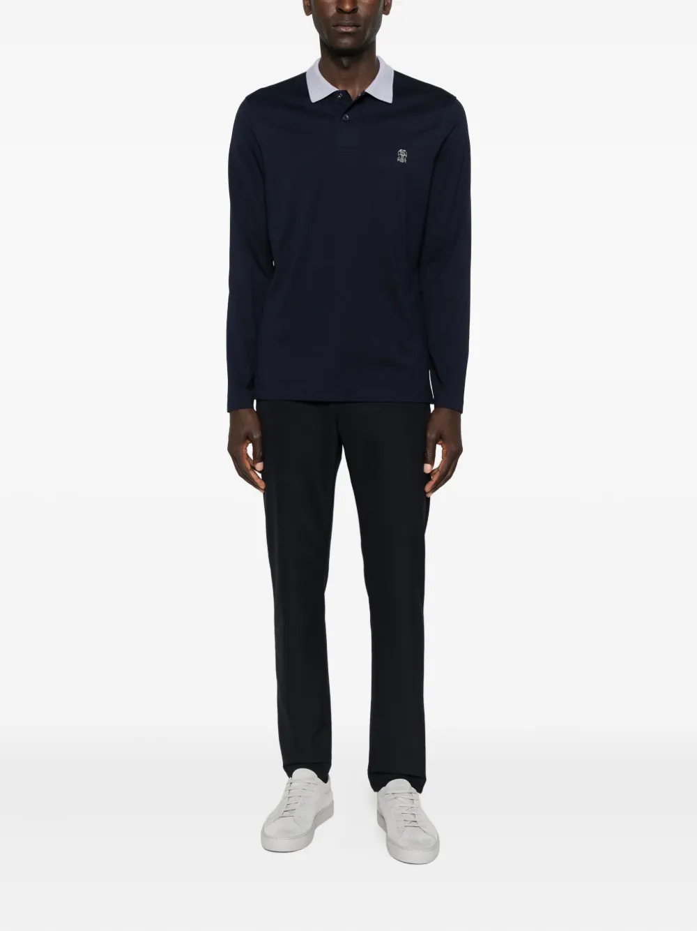 Brunello Cucinelli long-sleeve polo shirt - Blauw