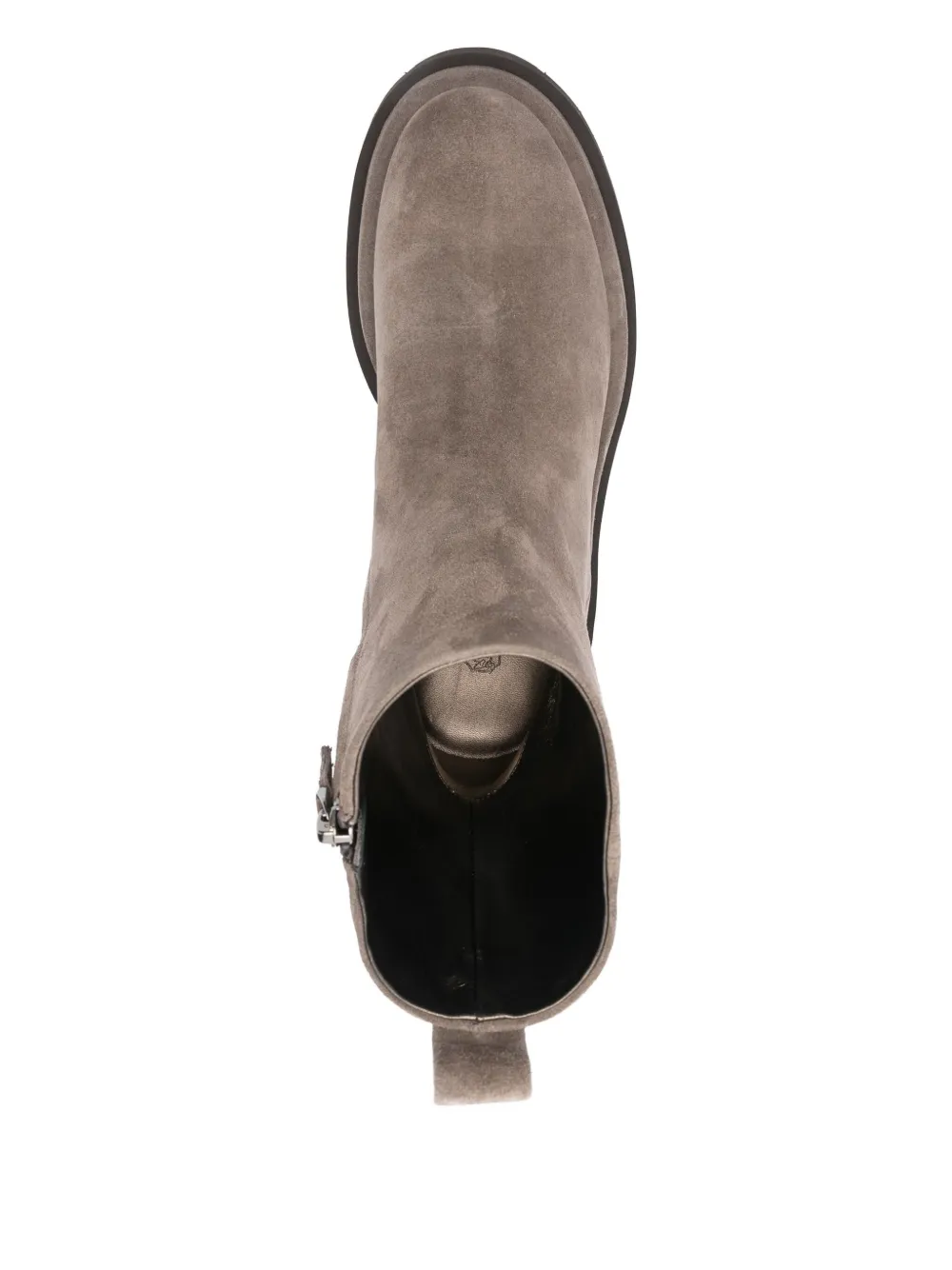 Brunello Cucinelli 30 mm suède enkellaarzen met rits Grijs