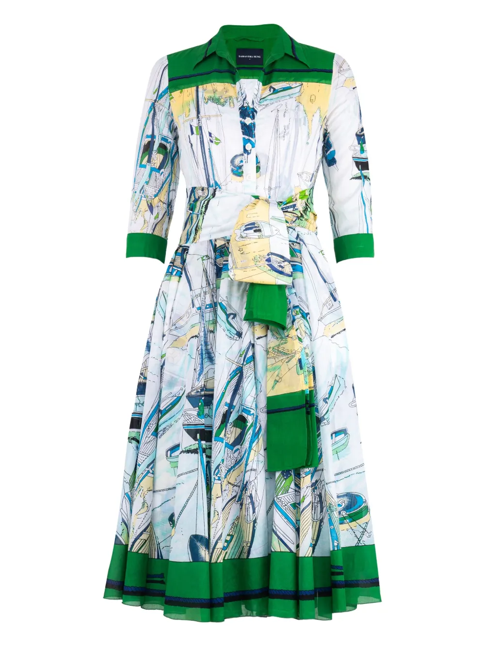 Samantha Sung Aster midi-jurk met ceintuur Wit