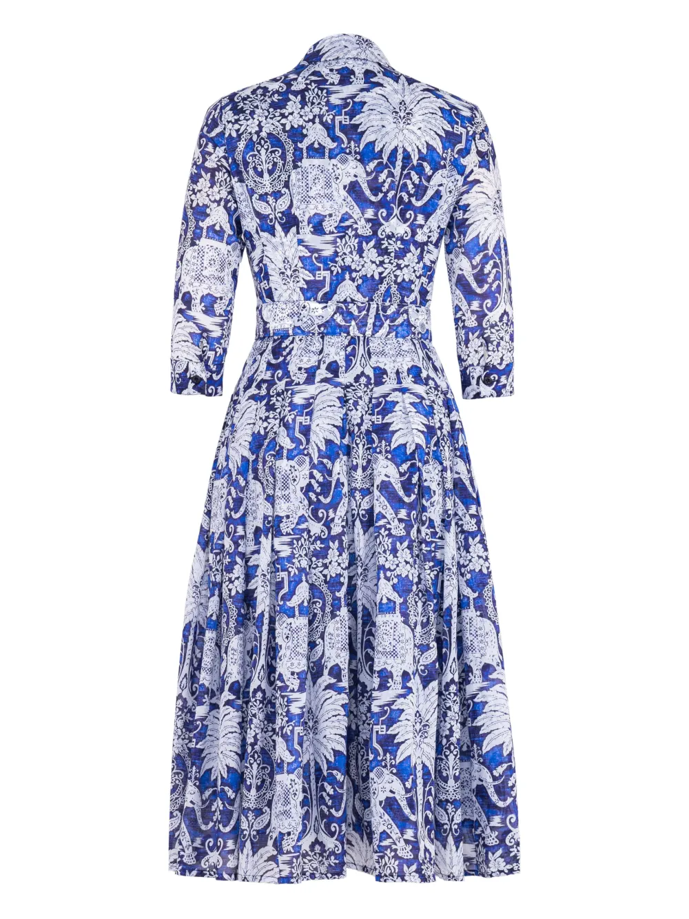Samantha Sung Audrey geplooide midi-jurk met olifantprint Blauw