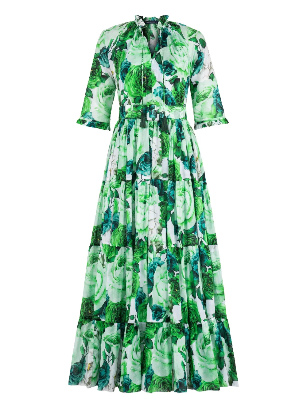 Samantha Sung Eva gelaagde midi-jurk met bloemenprint Groen