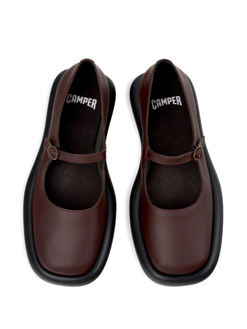 Camper Onda buckle-strap leather ballet flats Red