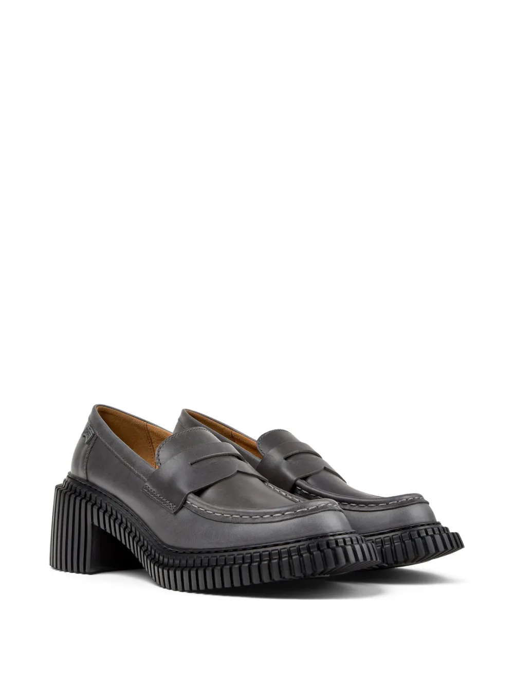 Camper Pix London Penny Leather Loafers In Gray