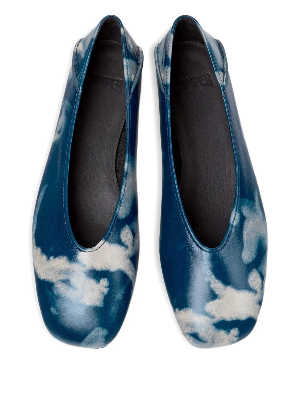 Camper Casi Myra Cloud-print Leather Ballet Flats In Blue