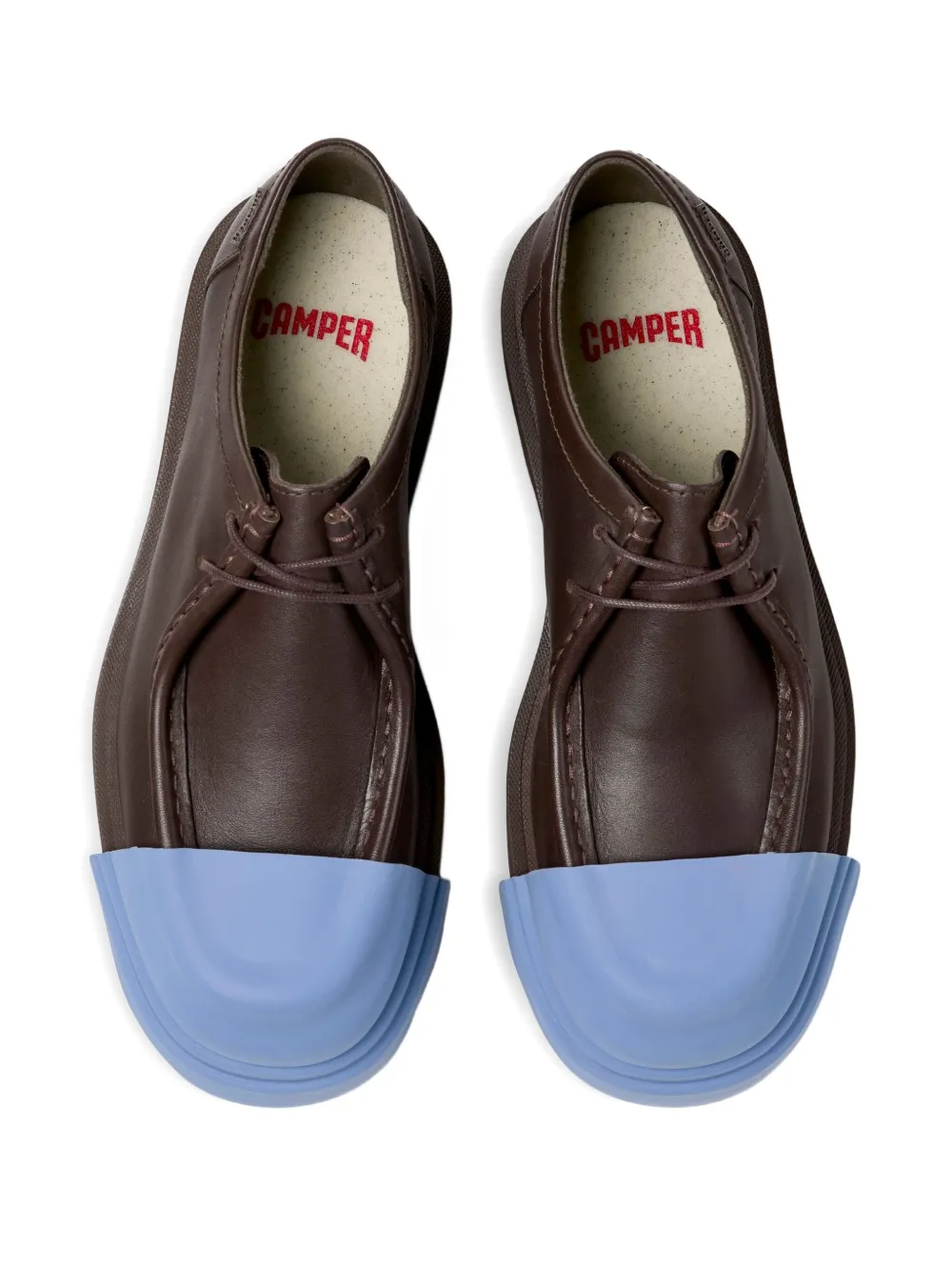Camper leather lace-up rubber-toe cap shoes Brown