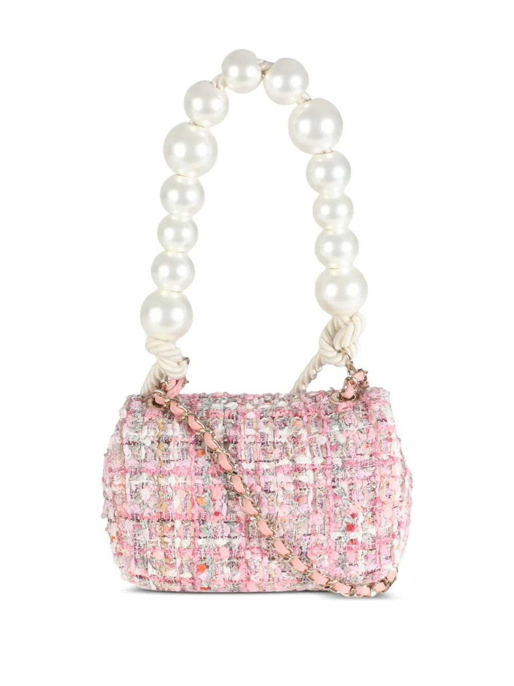 CHANEL Pre-Owned mini tweed pearl Flap shoulder bag | Pre-Owned | Image 2
