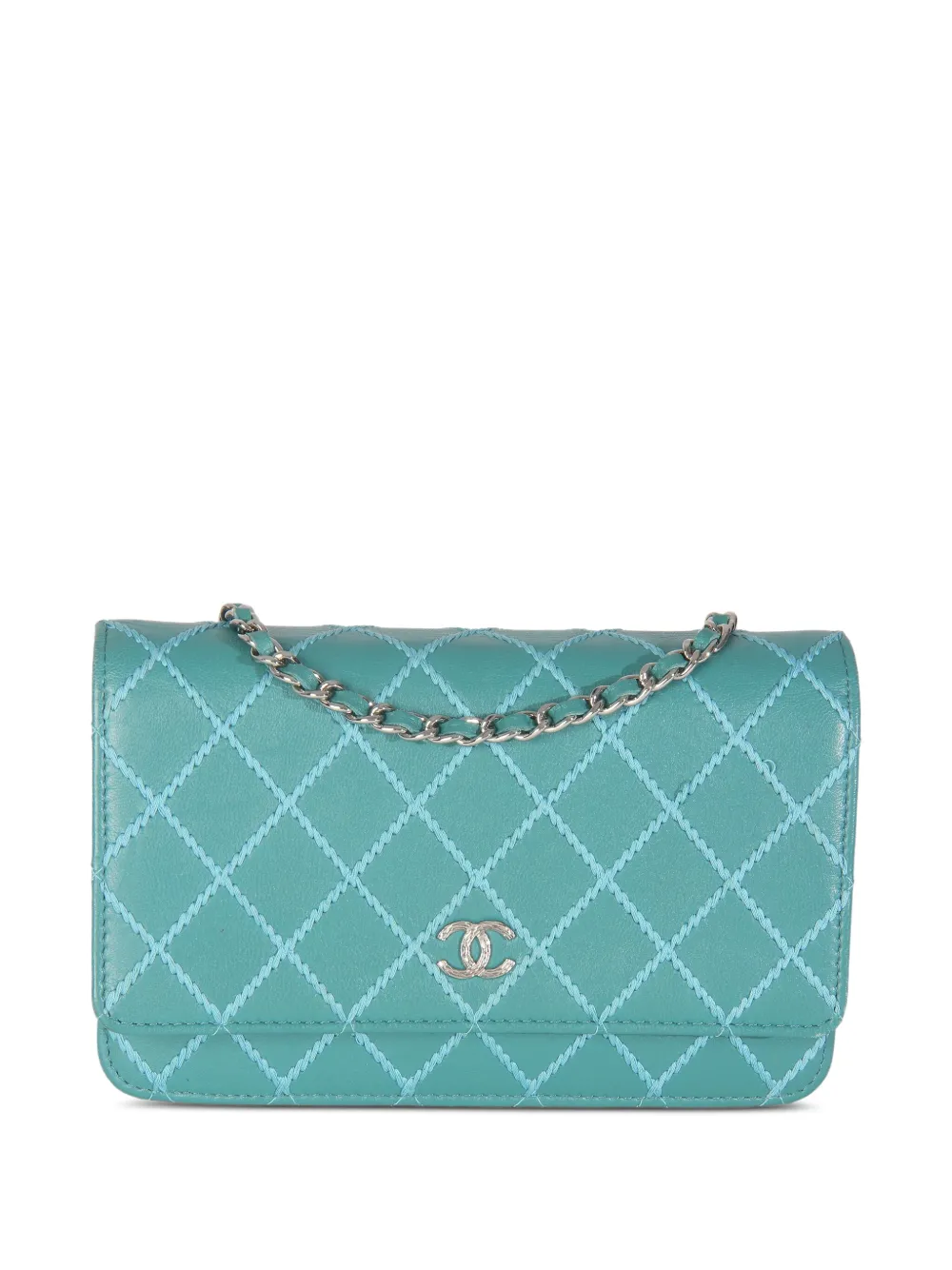 CHANEL Pre-Owned 2014-2015 quilted chain crossbody bag | Blue | Image 1