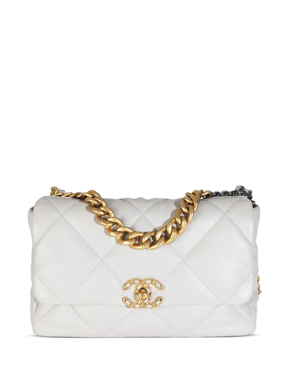 CHANEL Pre-Owned 2021-2023 large Chanel 19 bag - ホワイト CHANEL Pre-Owned 2021-2023 large Chanel 19 bag - ホワイト