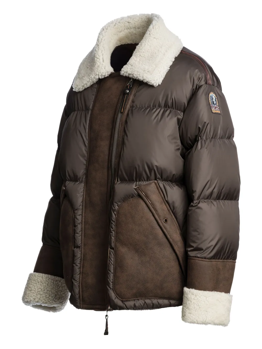 Parajumpers Quilted Shearling-trimmed Puffer Jacket In Brown