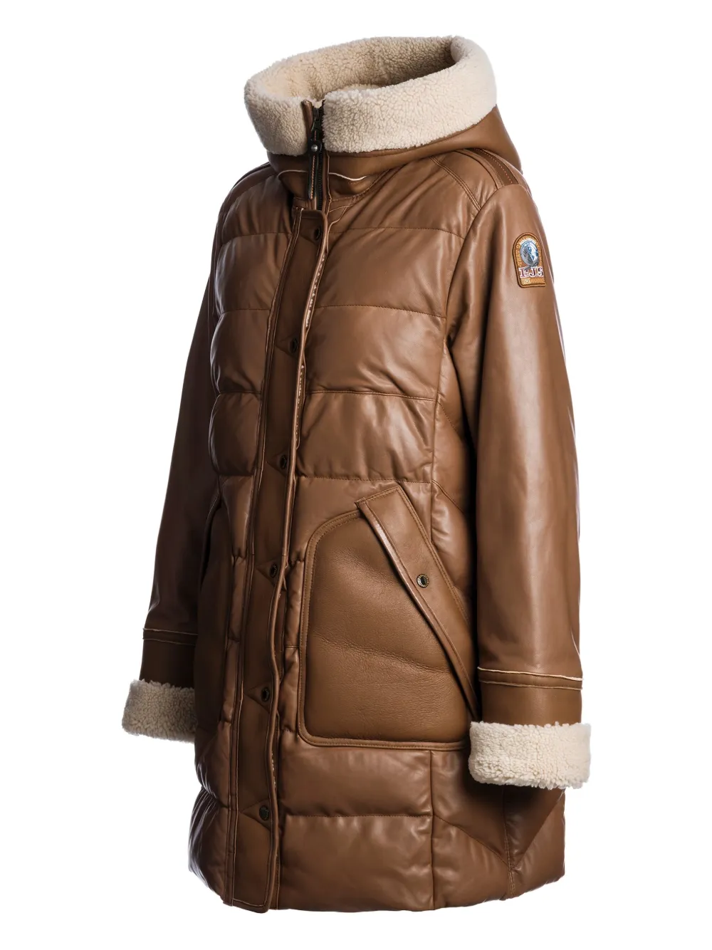 Parajumpers Demi Special Quilted Leather Coat In Brown